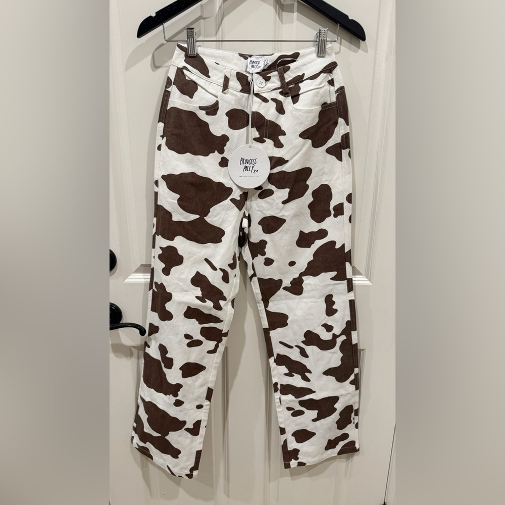 BNWT Princess Polly We Wild Cow Print Pants size 2 - Picture 3 of 9
